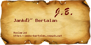 Jankó Bertalan névjegykártya